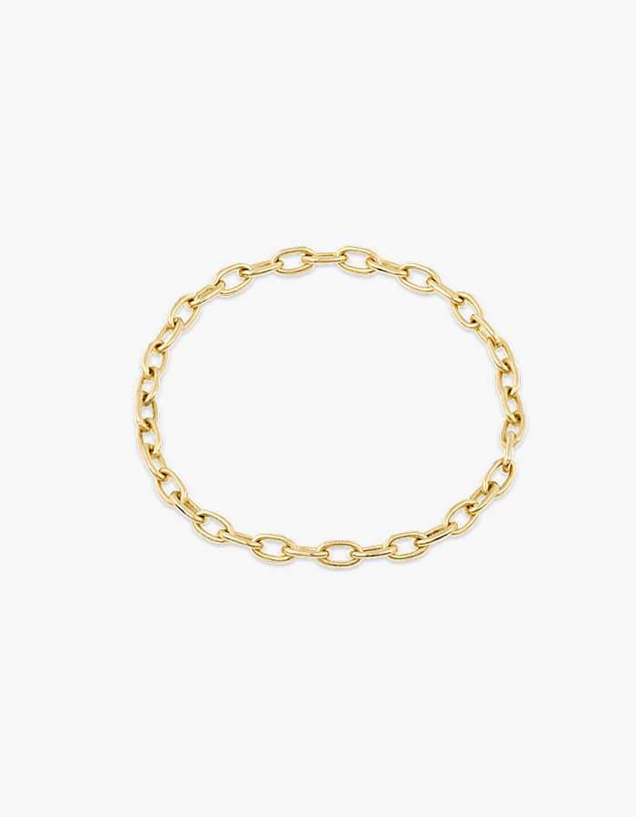 A 14K gold chain ring showcased on a solid white background.