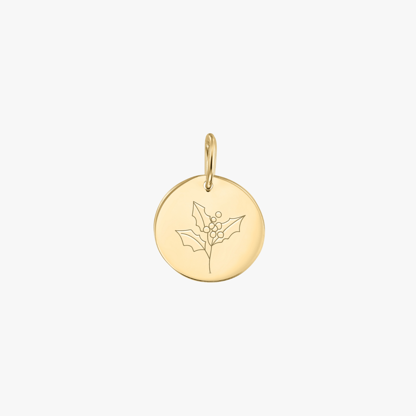Gold Birth Flower Pendant - December Holly - Indira