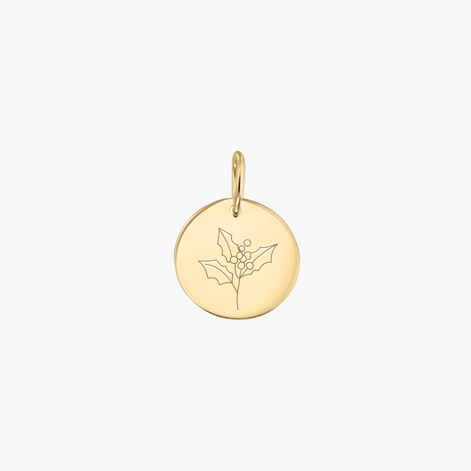 Gold Birth Flower Pendant - December Holly - Indira