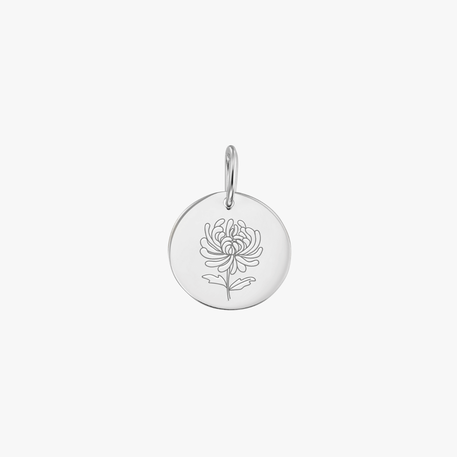 White Gold Birth Flower Pendant - November Chrysanthemum - Indira