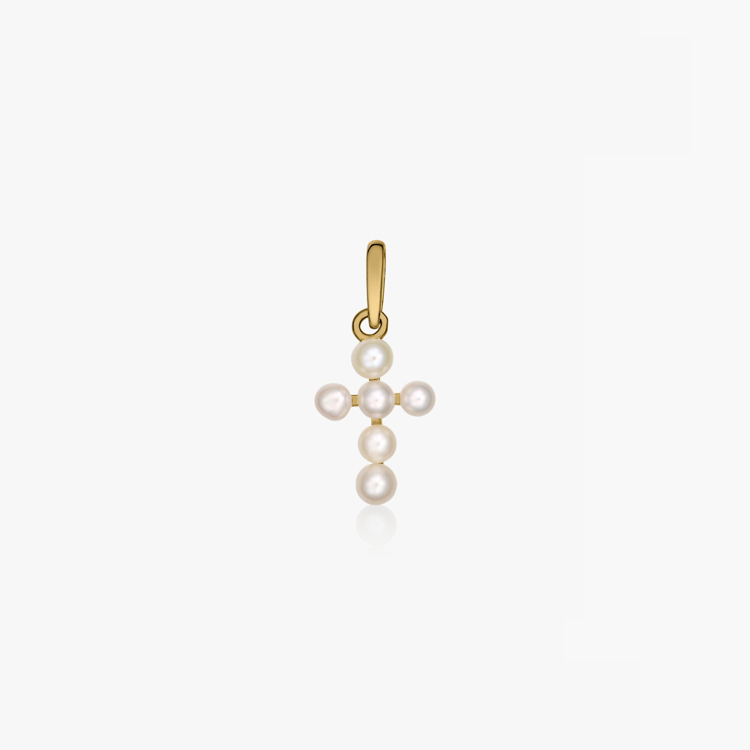 Gold Pearl Cross Pendant - Natural Pearls - Indira