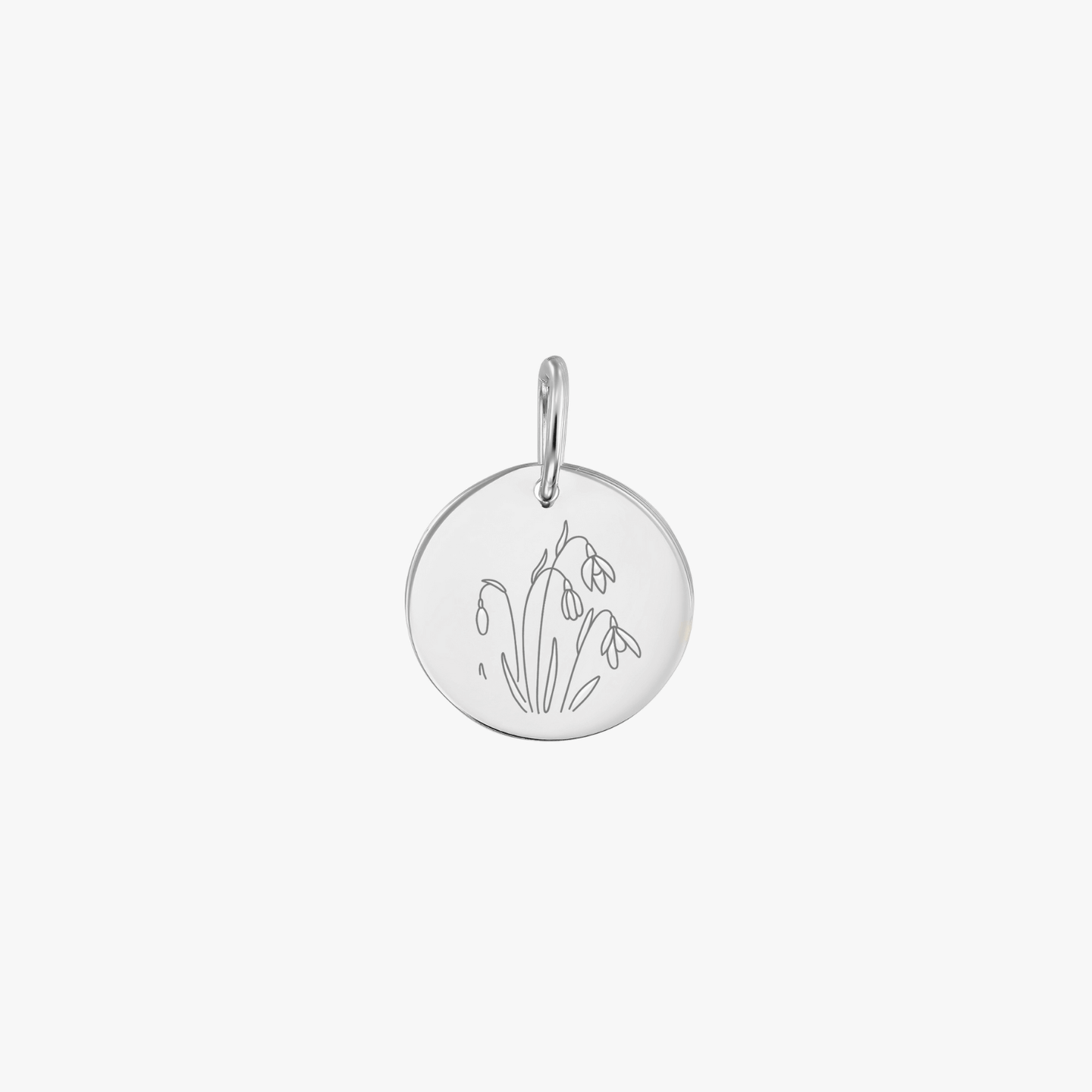 White Gold Birth Flower Pendant - January Snowdrop - Indira