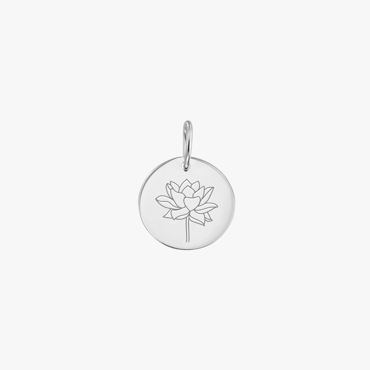 White Gold Birth Flower Pendant - July Lotus - Indira