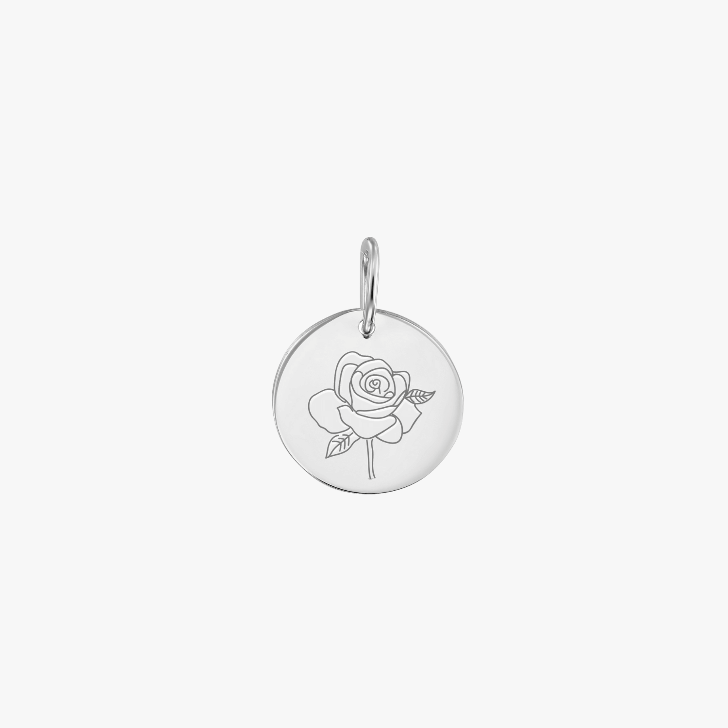 White Gold Birth Flower Pendant - June Rose - Indira