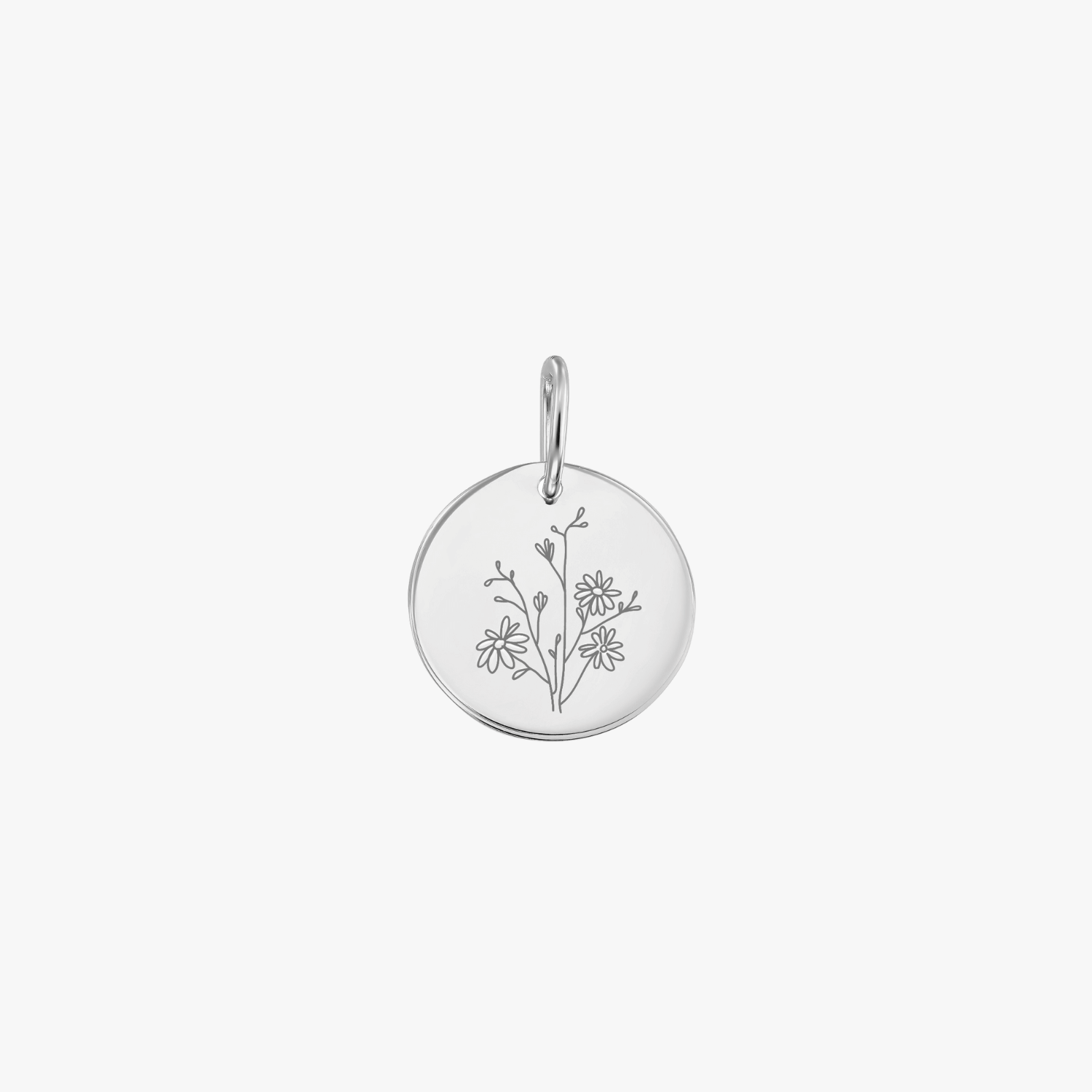 White Gold Birth Flower Pendant - September Aster - Indira