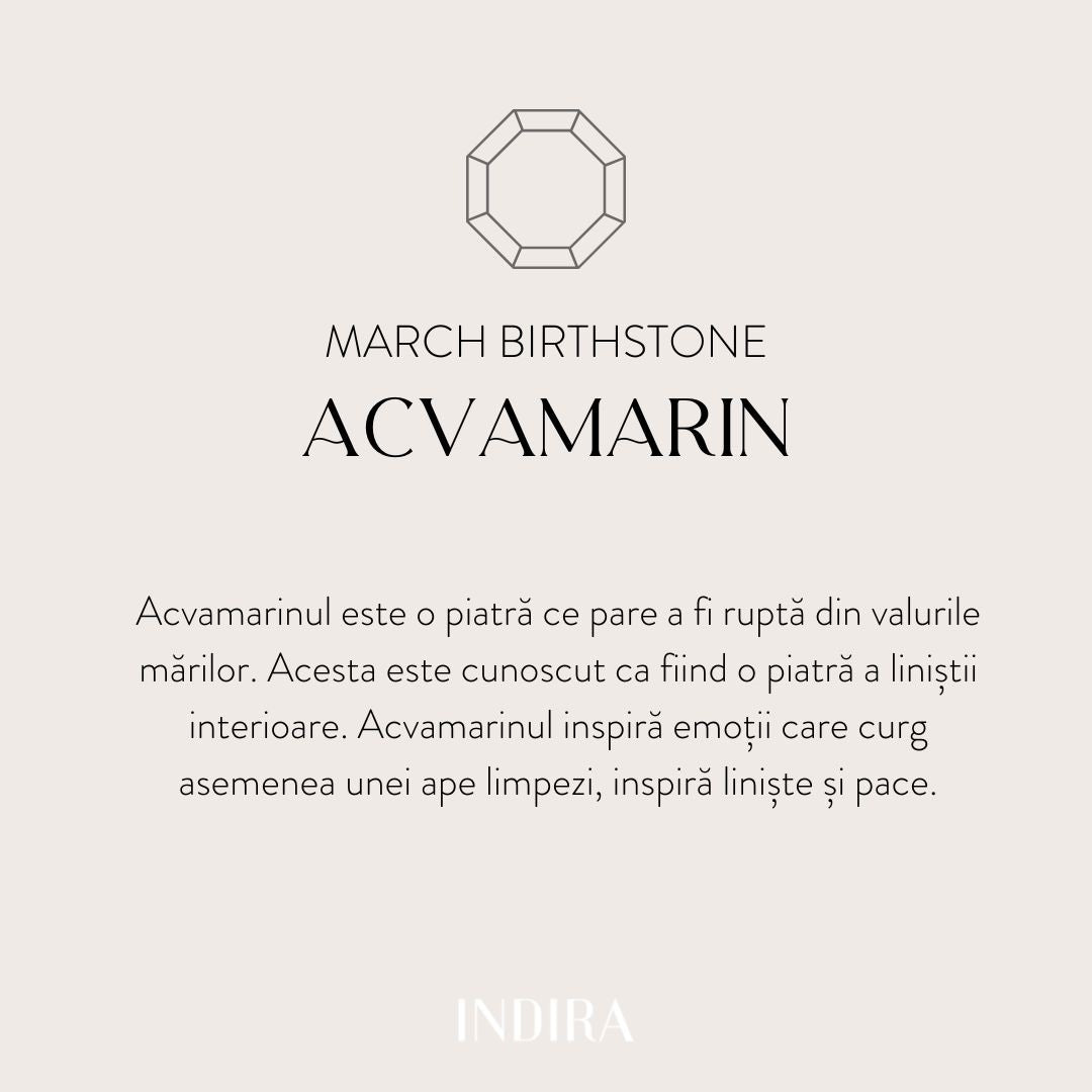 Birthstone Silver Cord Bracelet March - Aquamarine - Indira