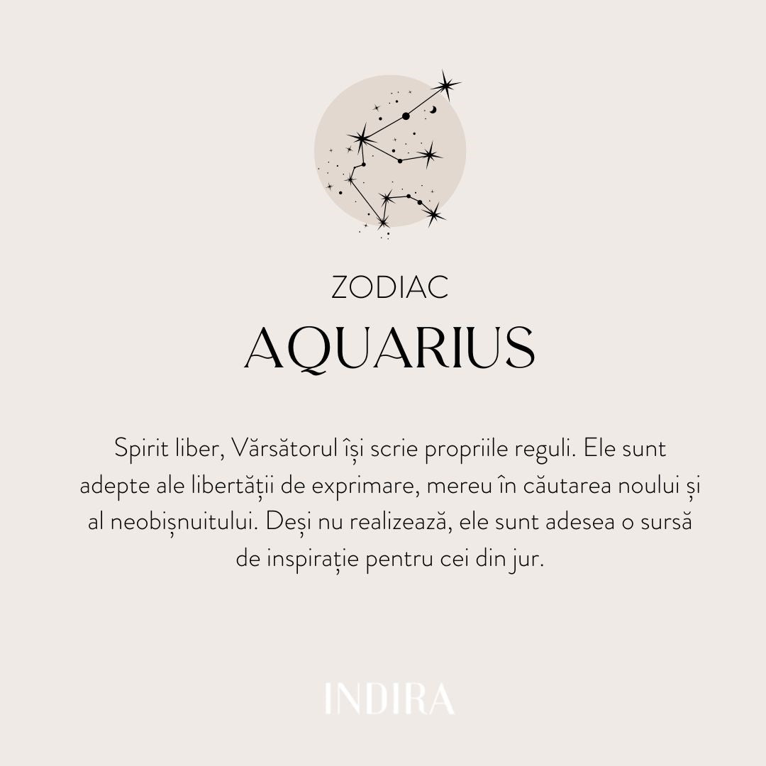 Golden Zodiac Silver Necklace - Aquarius - Indira