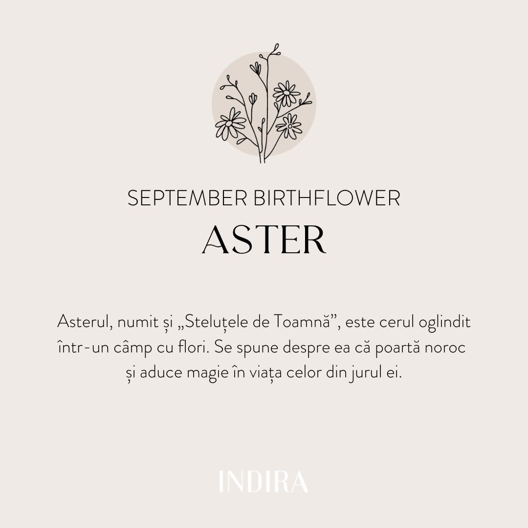White Gold Birth Flower Pendant - September Aster - Indira