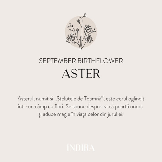 Pandantiv din aur alb Birth Flower - September Aster - Indira