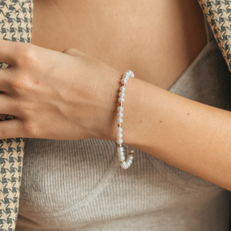 Golden Sonet Gold Bracelet - Natural Pearls - Indira