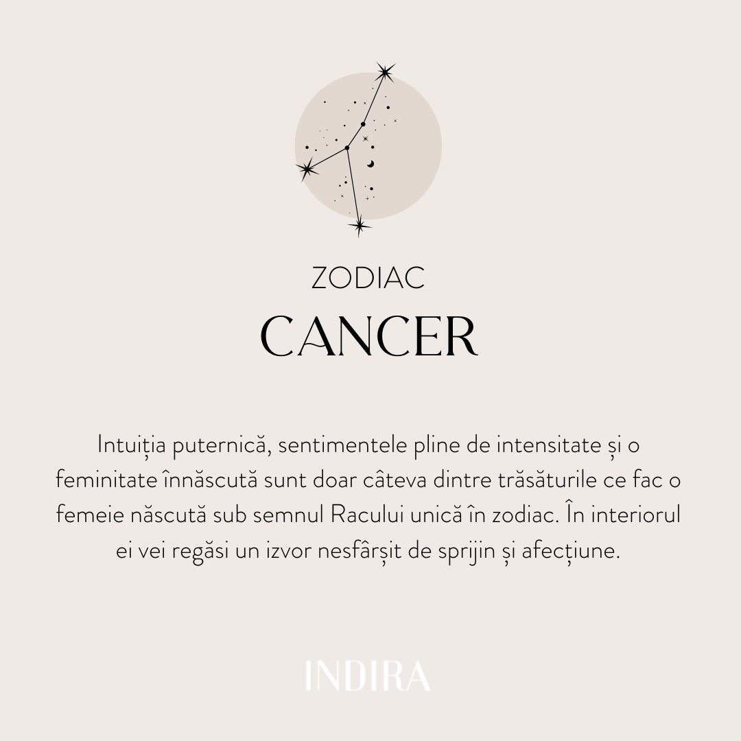 Golden Zodiac Silver Necklace - Cancer - Indira