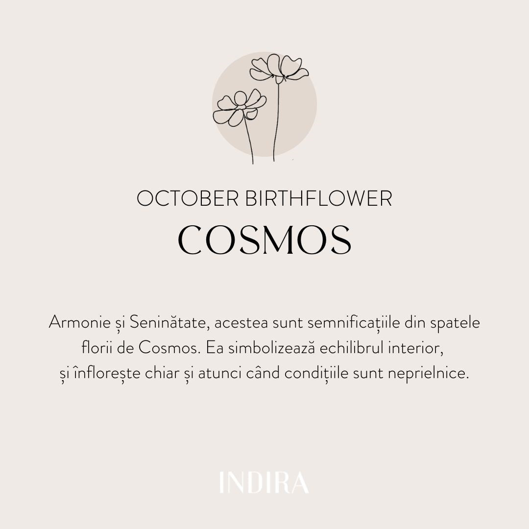 White Gold Cord Bracelet Birth Flower - October Cosmos - Indira