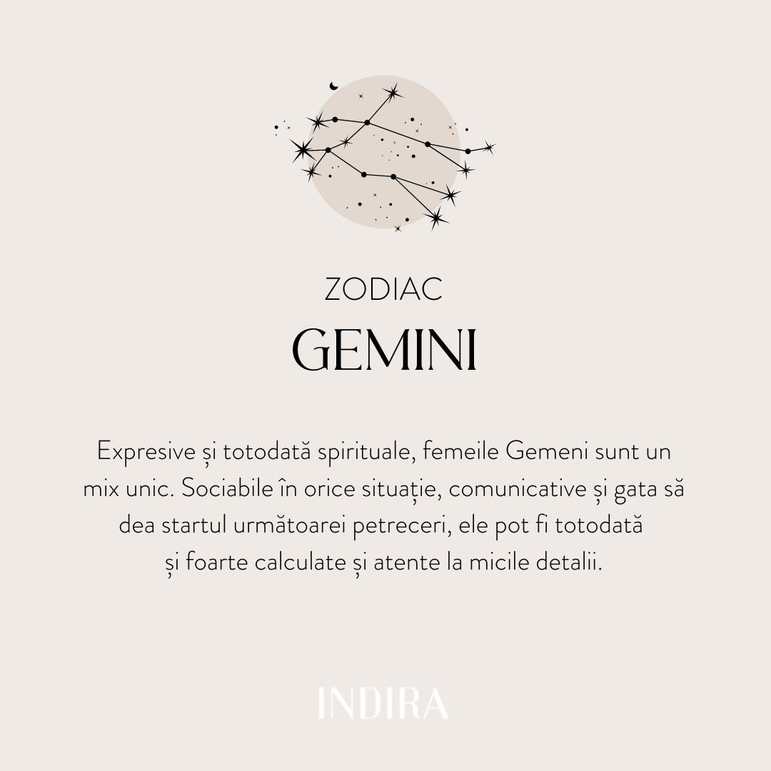 Silver Necklace Golden Zodiac - Gemini - Indira