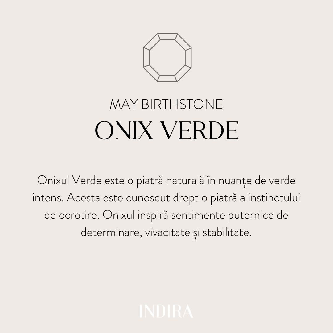 Birthstone Silver Bracelet String May - Green Onyx - Indira