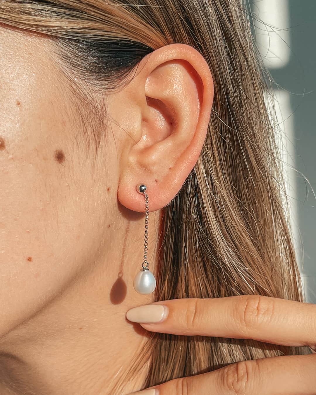 Khloe Silver Earrings - Natural Pearls - Indira