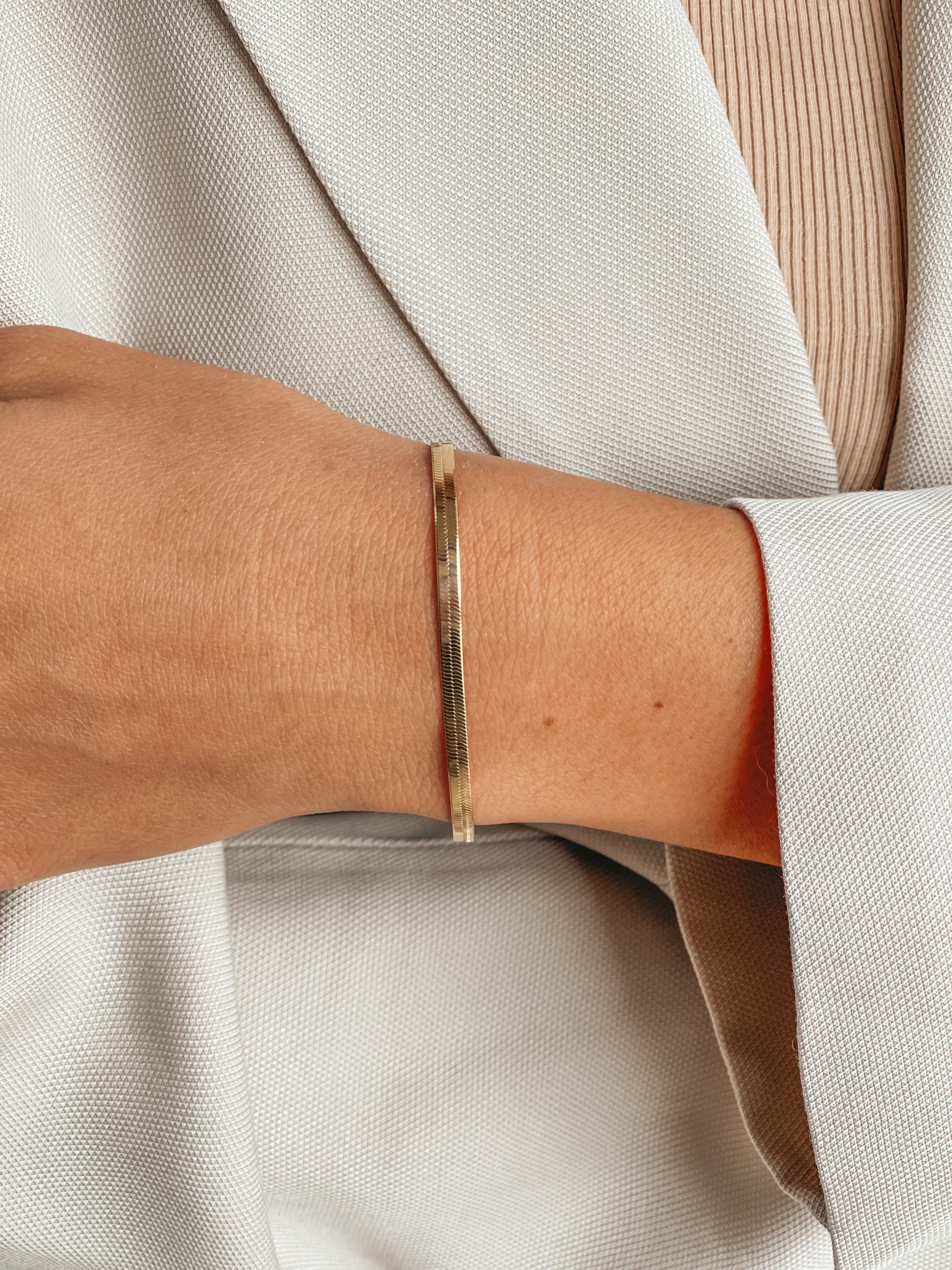 Silver Golden Herringbone Bracelet - Indira