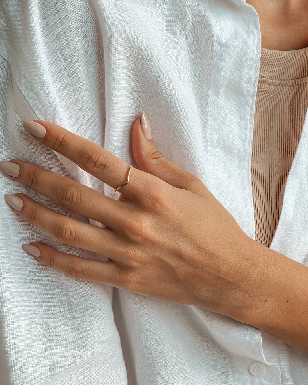 Simple Gold V Ring - Indira