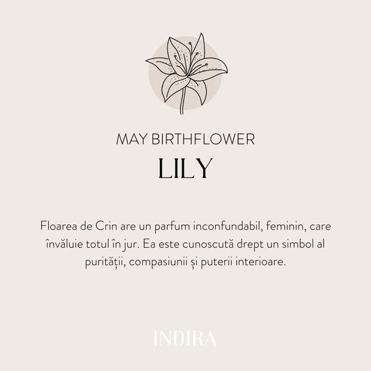 Pandantiv din aur Birth Flower - May Lily - Indira
