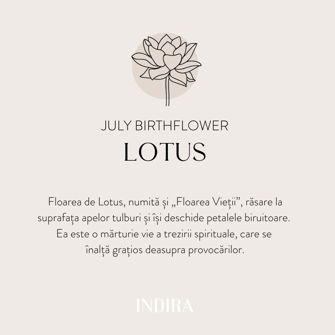 White Gold Birth Flower Pendant - July Lotus - Indira