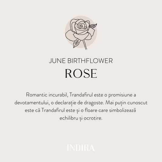 Brățară șnur din aur alb Birth Flower - June Rose - Indira