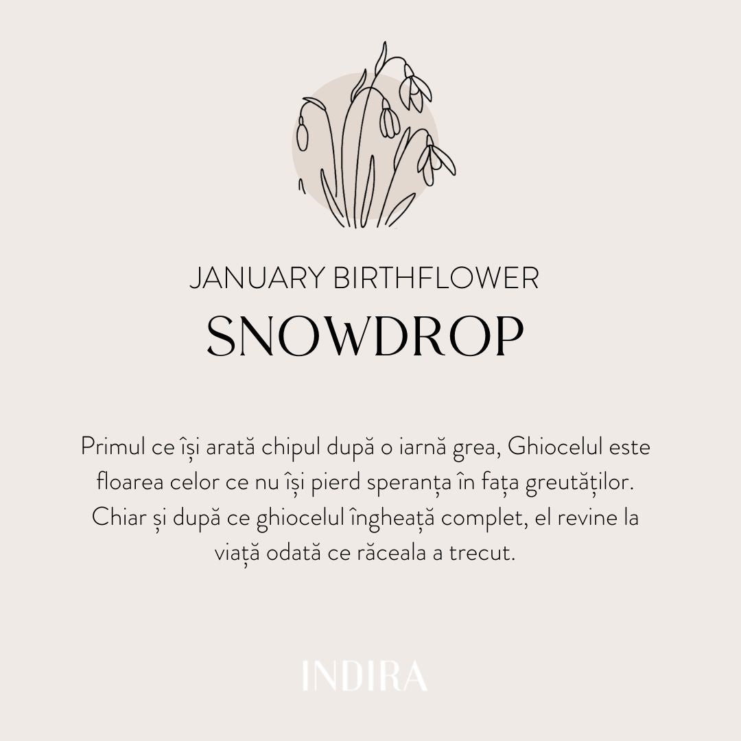 Silver String Bracelet Golden Birth Flower - January Snowdrop - Indira