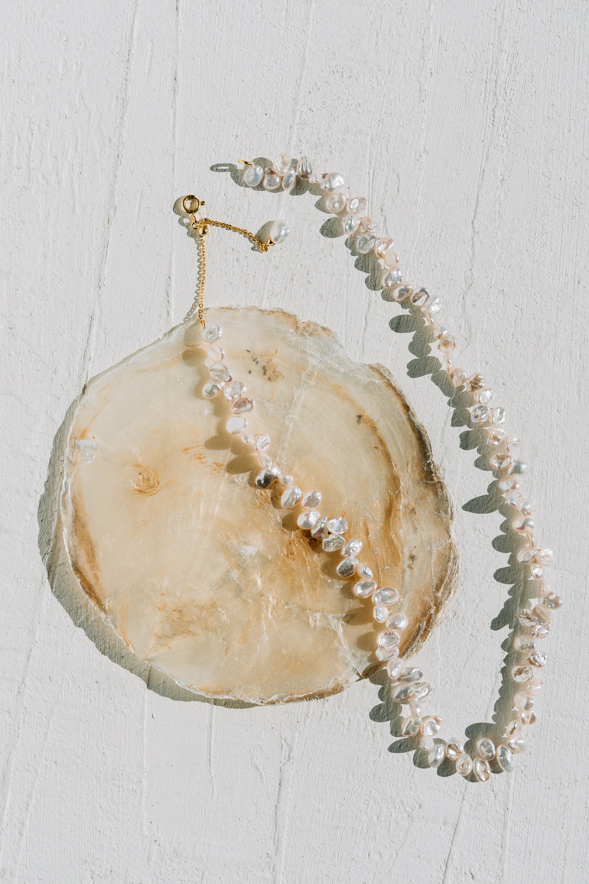 Golden Brielle Silver Necklace - Natural Pearls