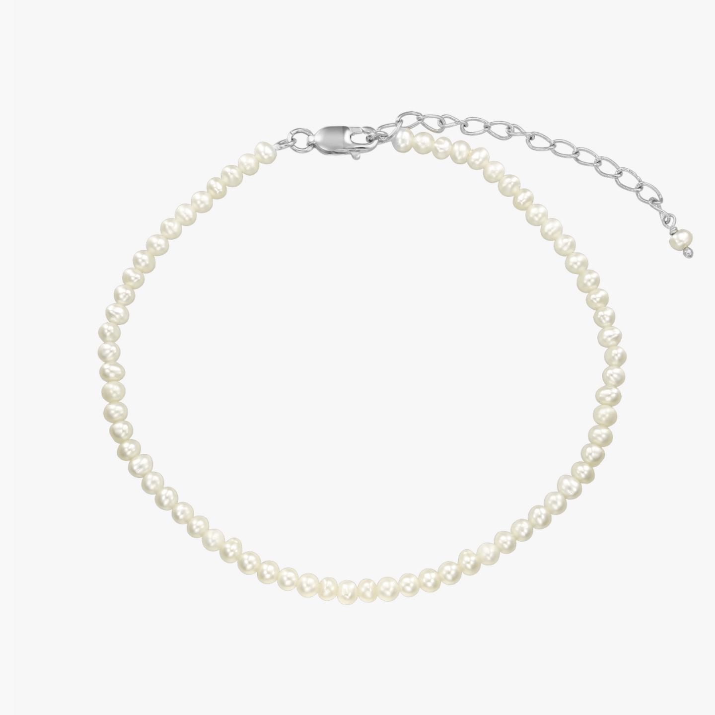 Finesse Silver Anklet - Natural Pearls - Indira