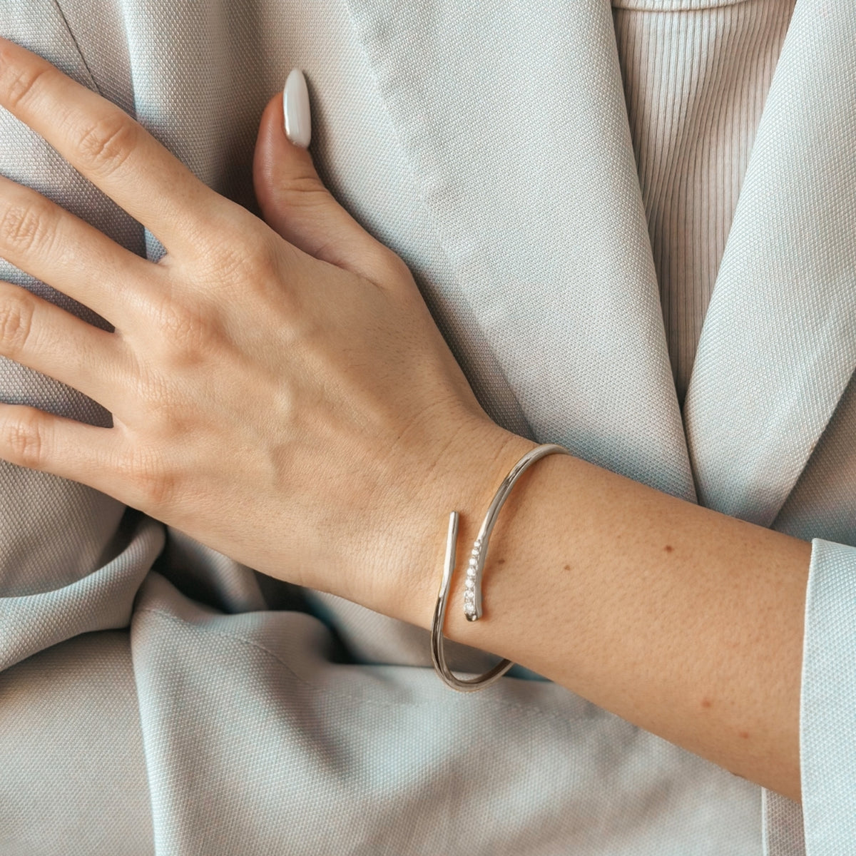 Vega Silver Bracelet - Zirconia - Indira