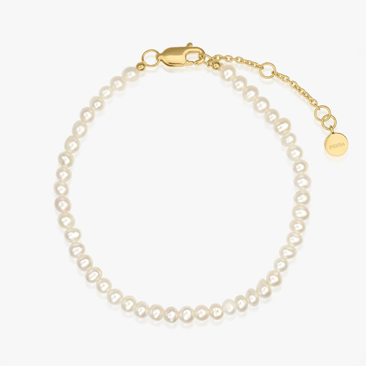 Golden Finesse Silver Bracelet - Natural Pearls