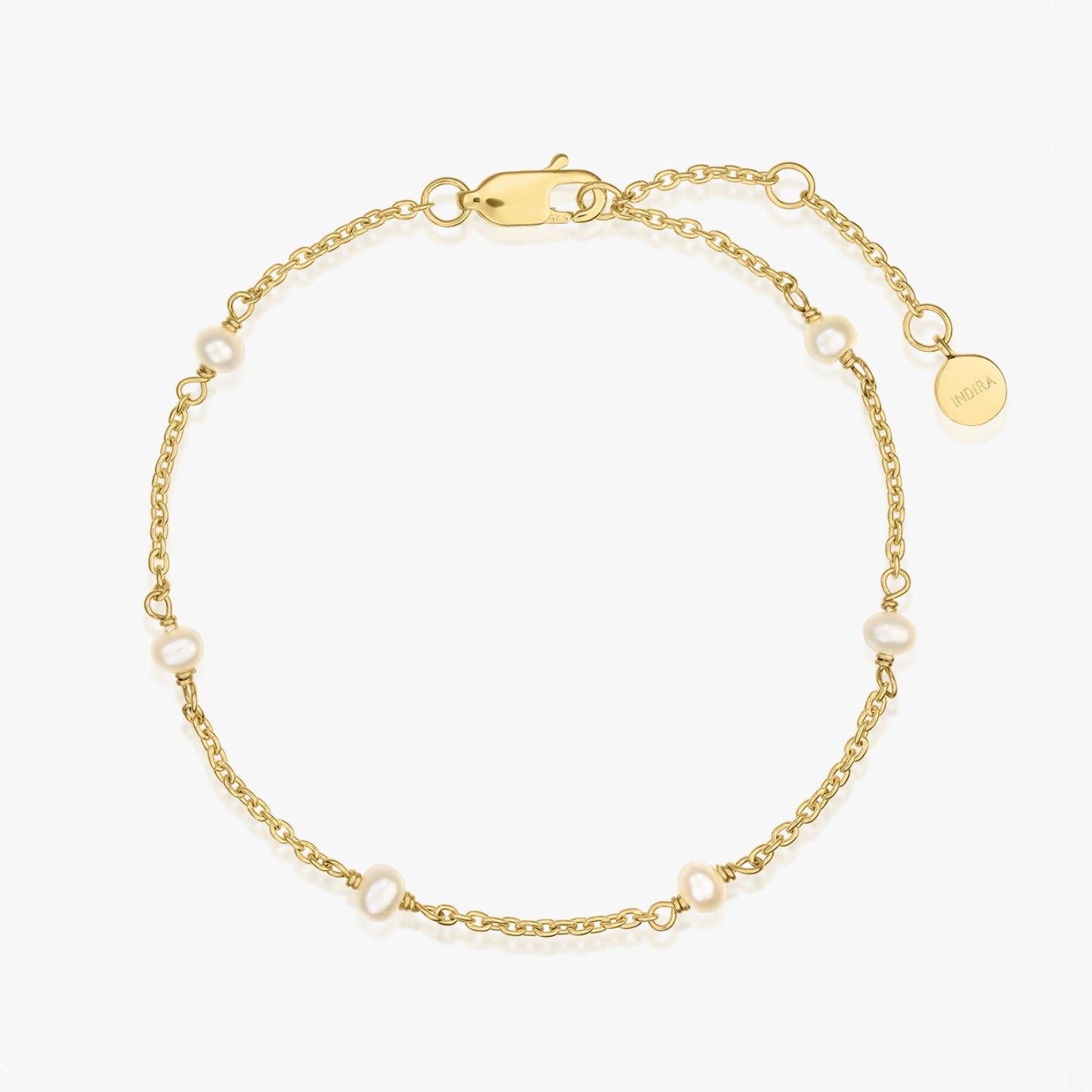 Golden Pearl Beads Silver Bracelet - Natural Pearls