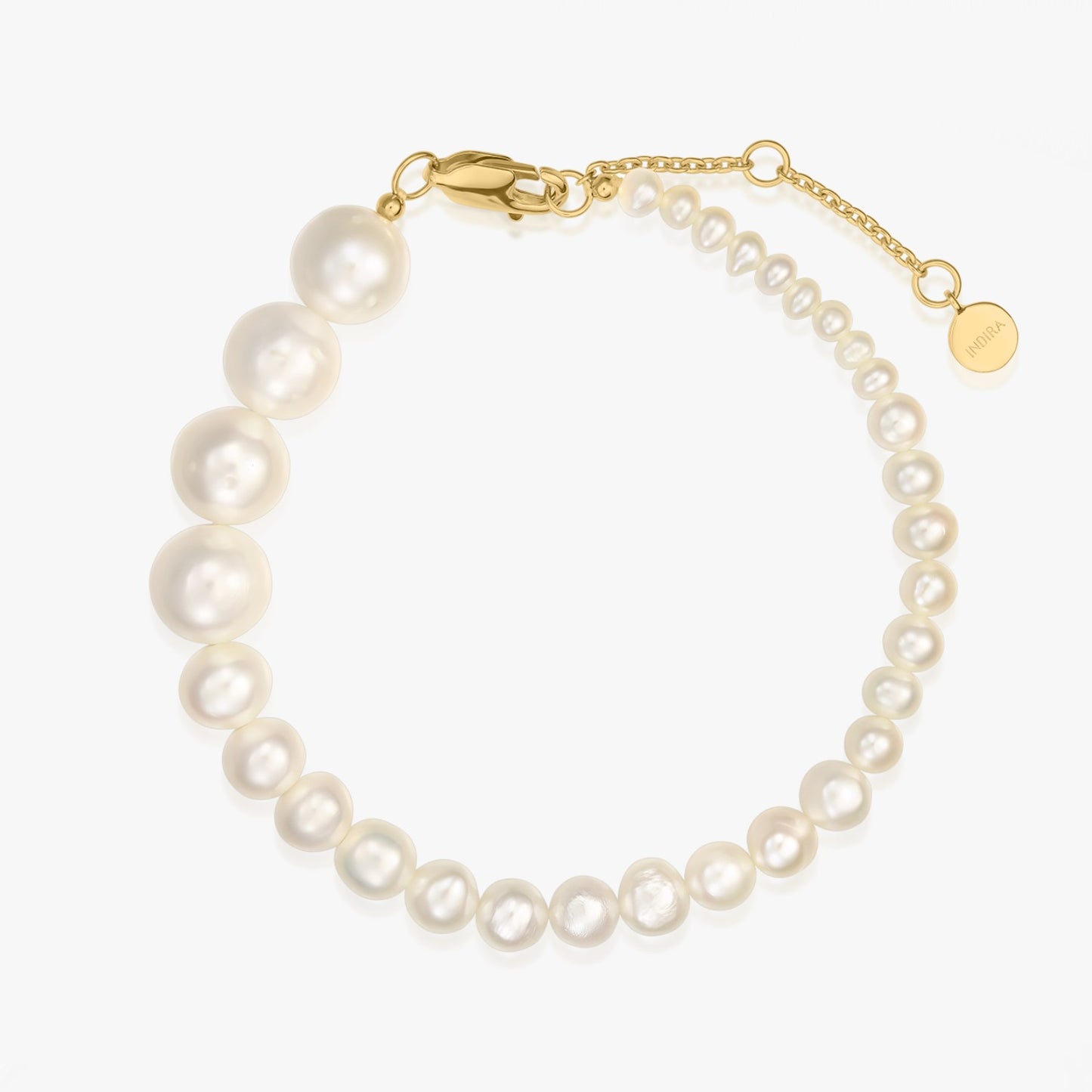 Golden Crescendo Silver Bracelet - Natural Pearls