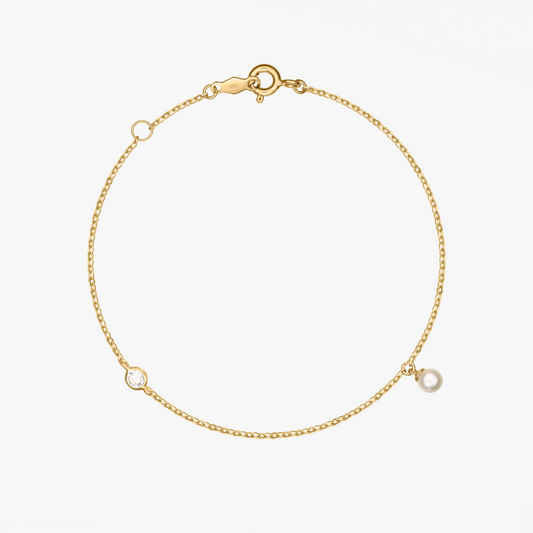 Daphne Gold Bracelet - Natural Pearls, Zirconia - Indira