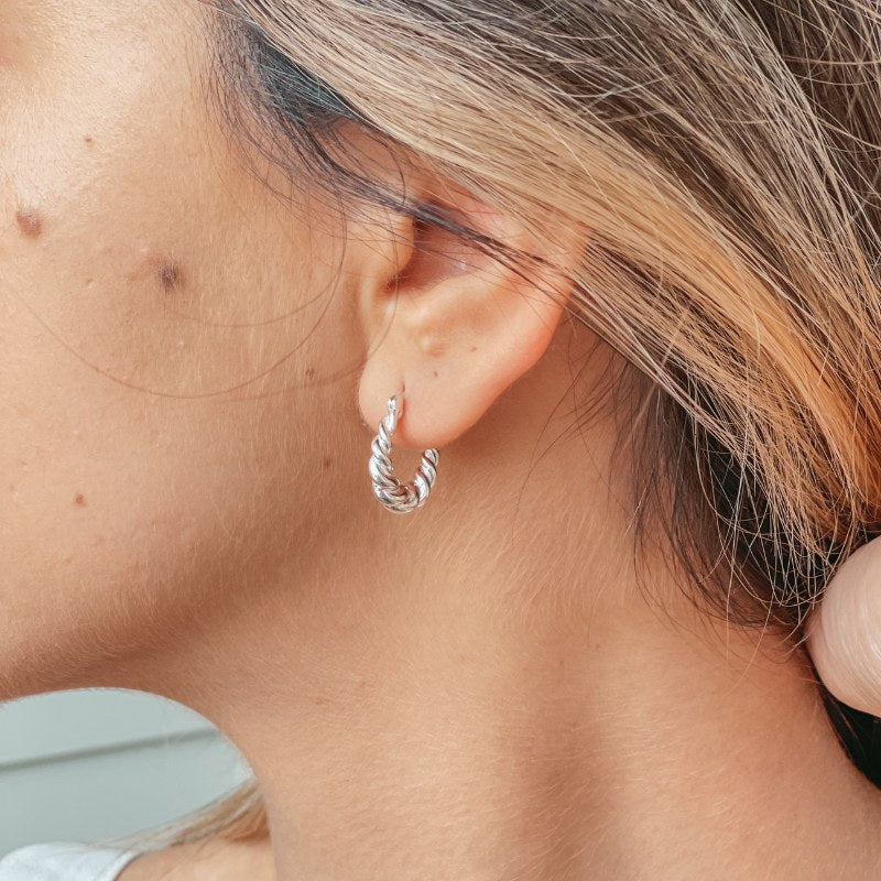 Golden Brioche silver earrings