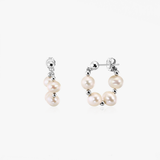 Cleo Silver Earrings - Natural Pearl - Indira