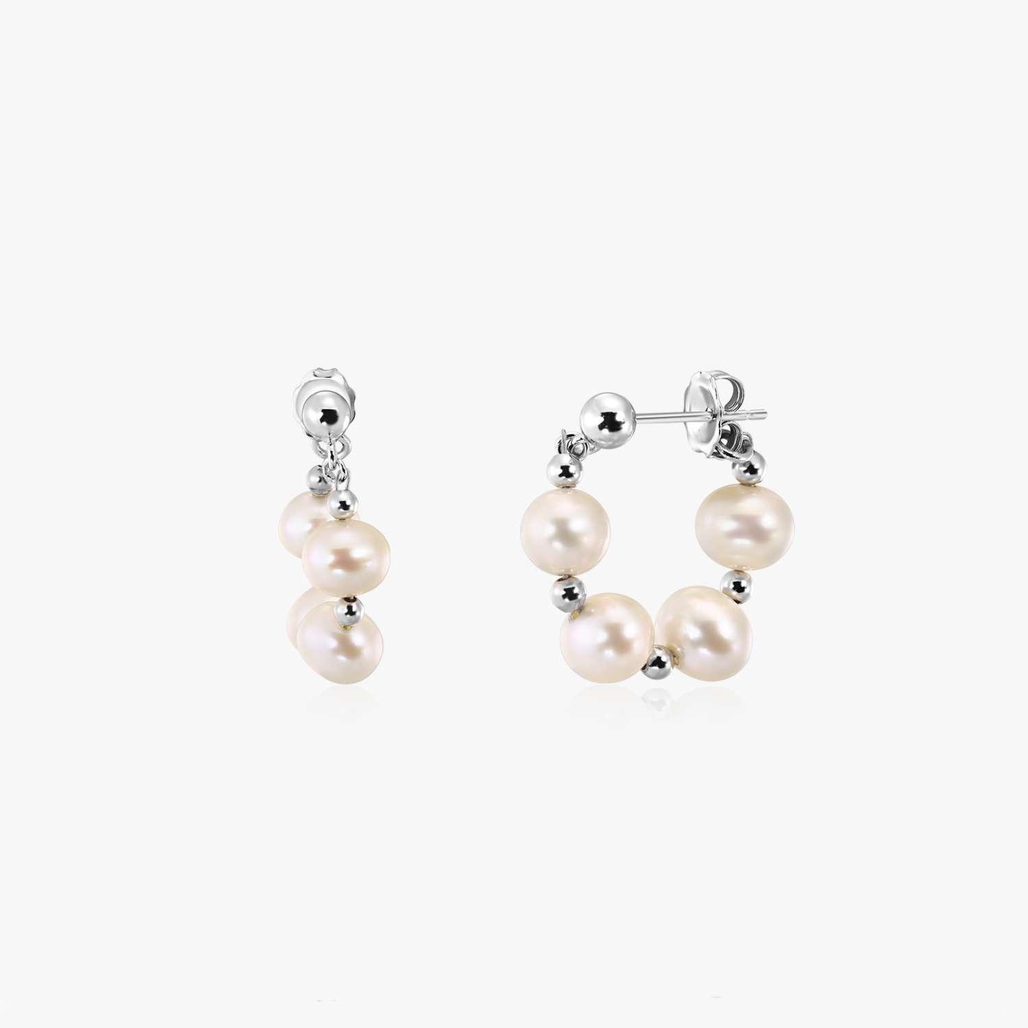 Cleo Silver Earrings - Natural Pearl - Indira