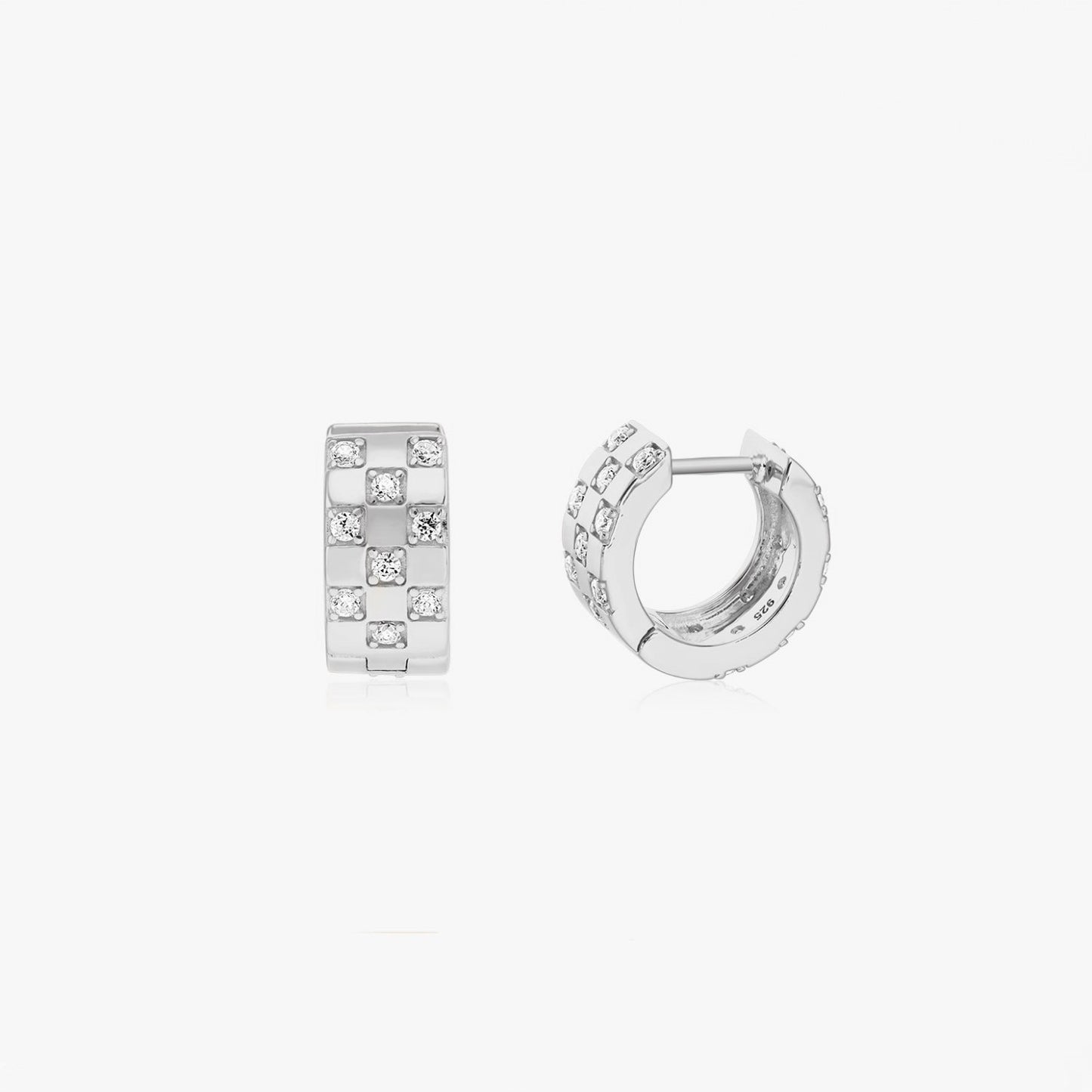 Silver Earrings Circle - Zirconia
