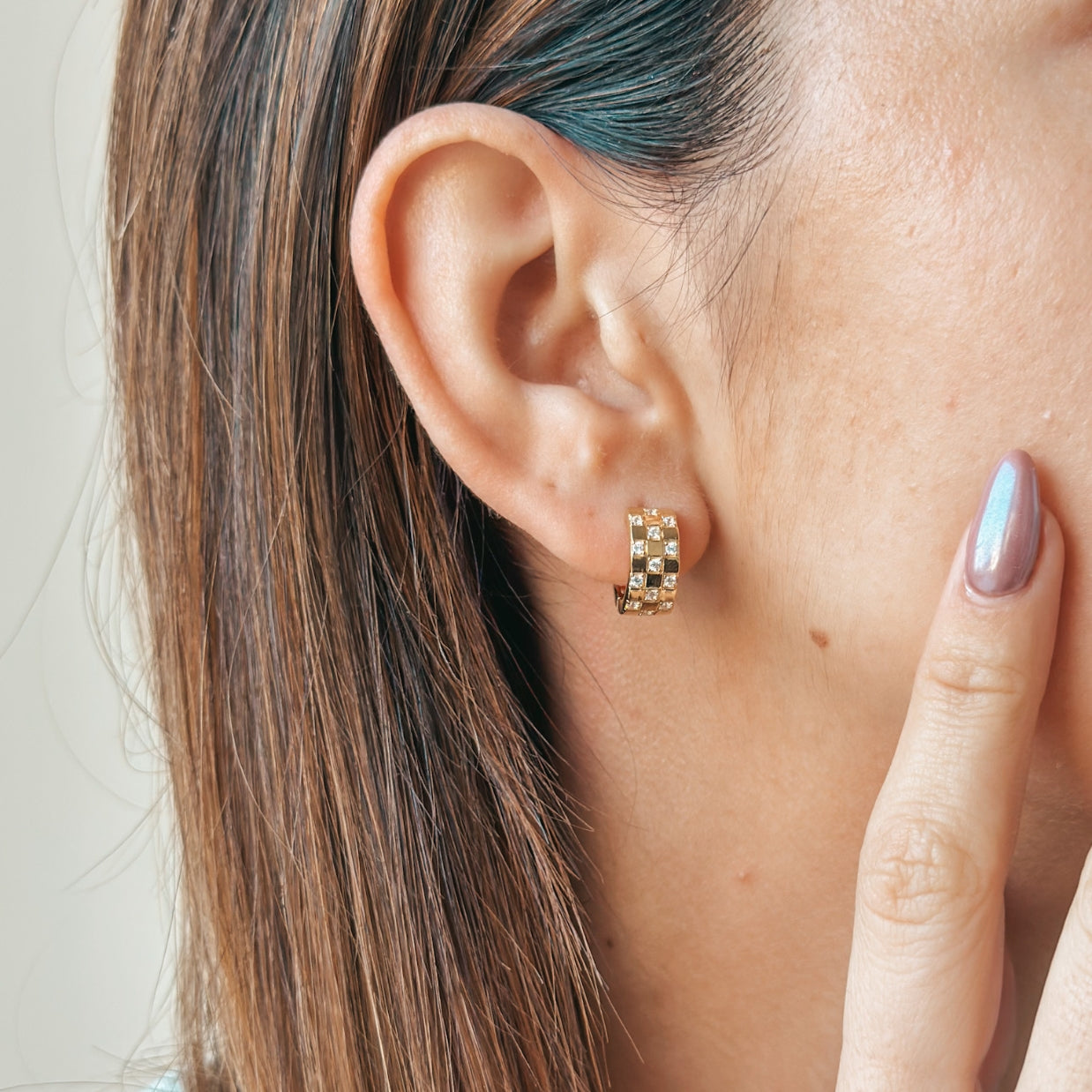 Golden Circle Silver Earrings - Zirconia