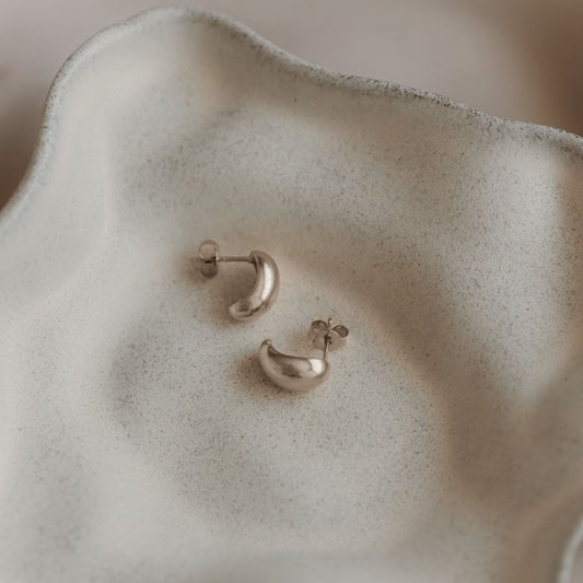 Half Dome Silver Earrings - Indira