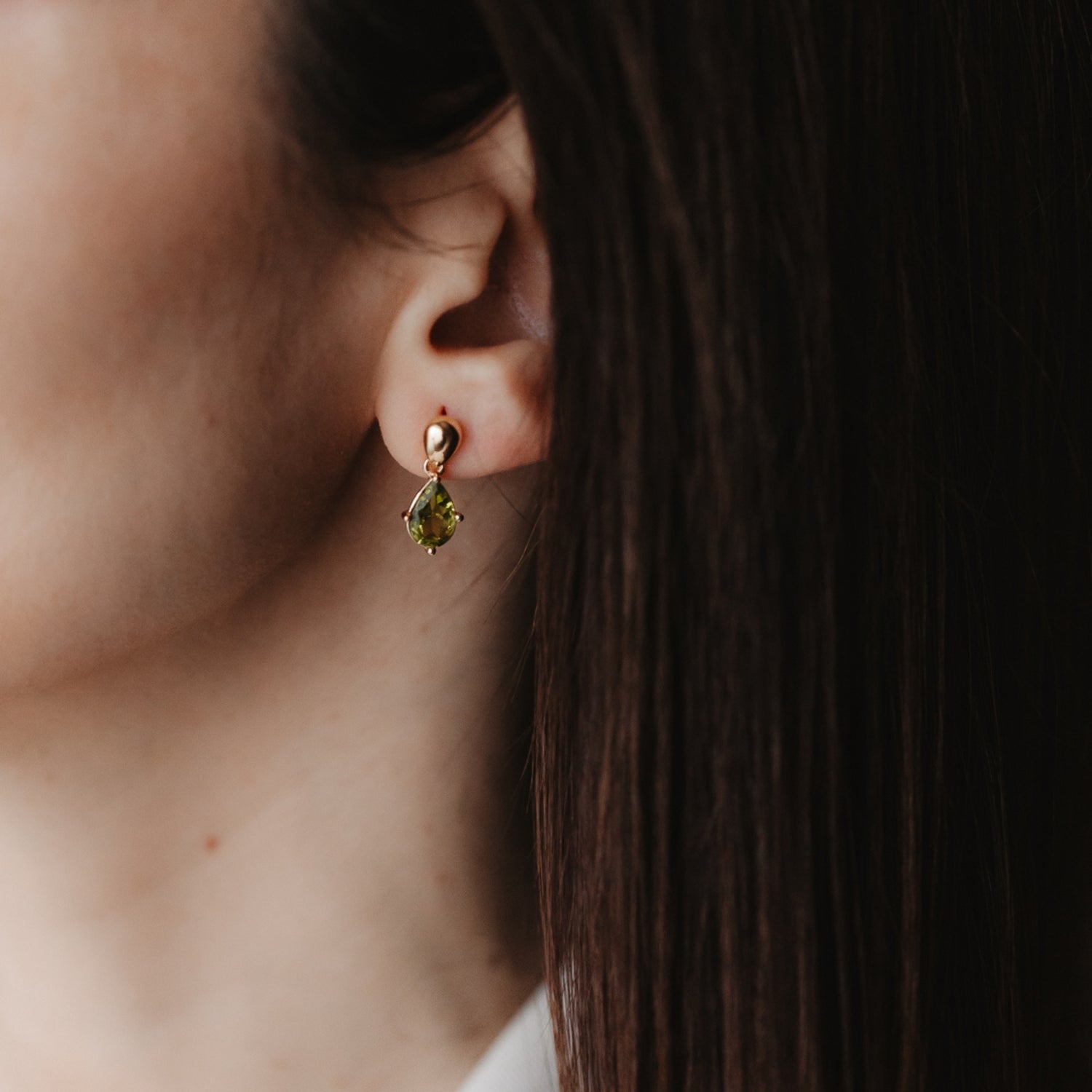 Golden Kaylee Silver Earrings - Peridot