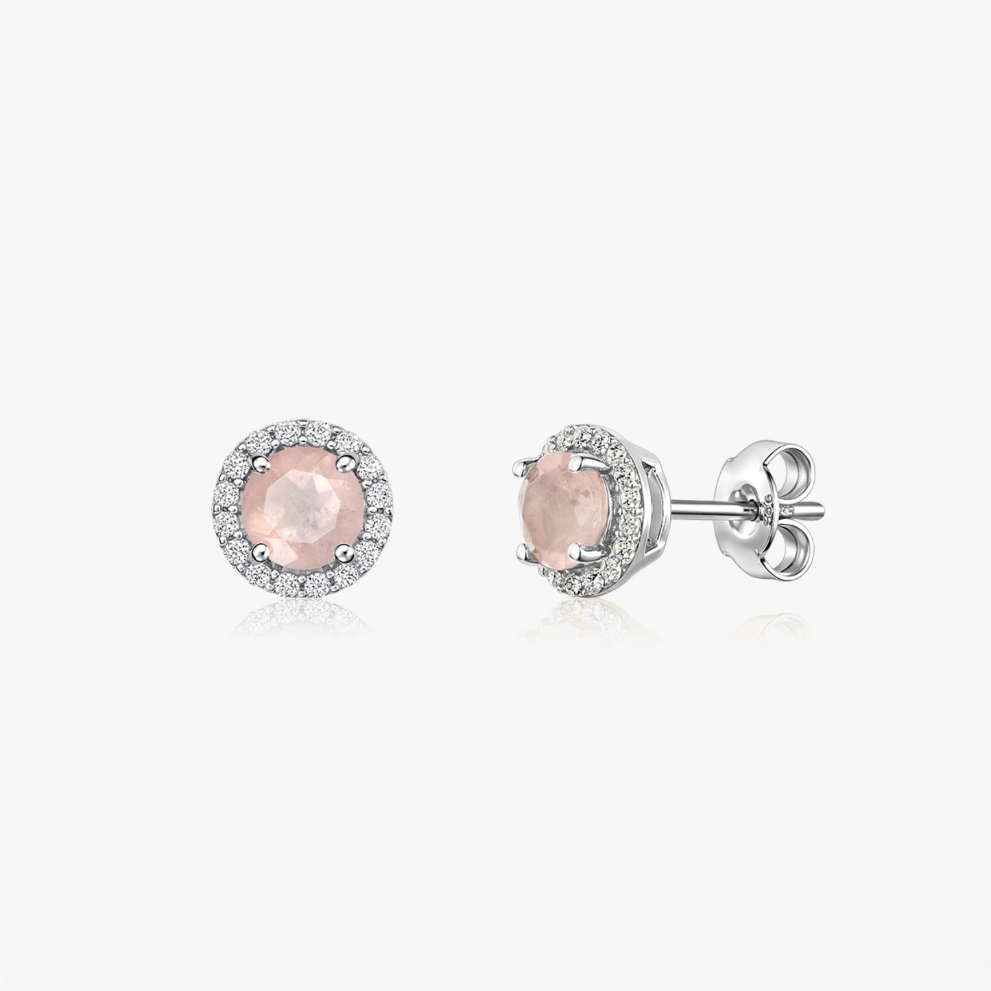 Keira Silver Earrings - Rose Quartz