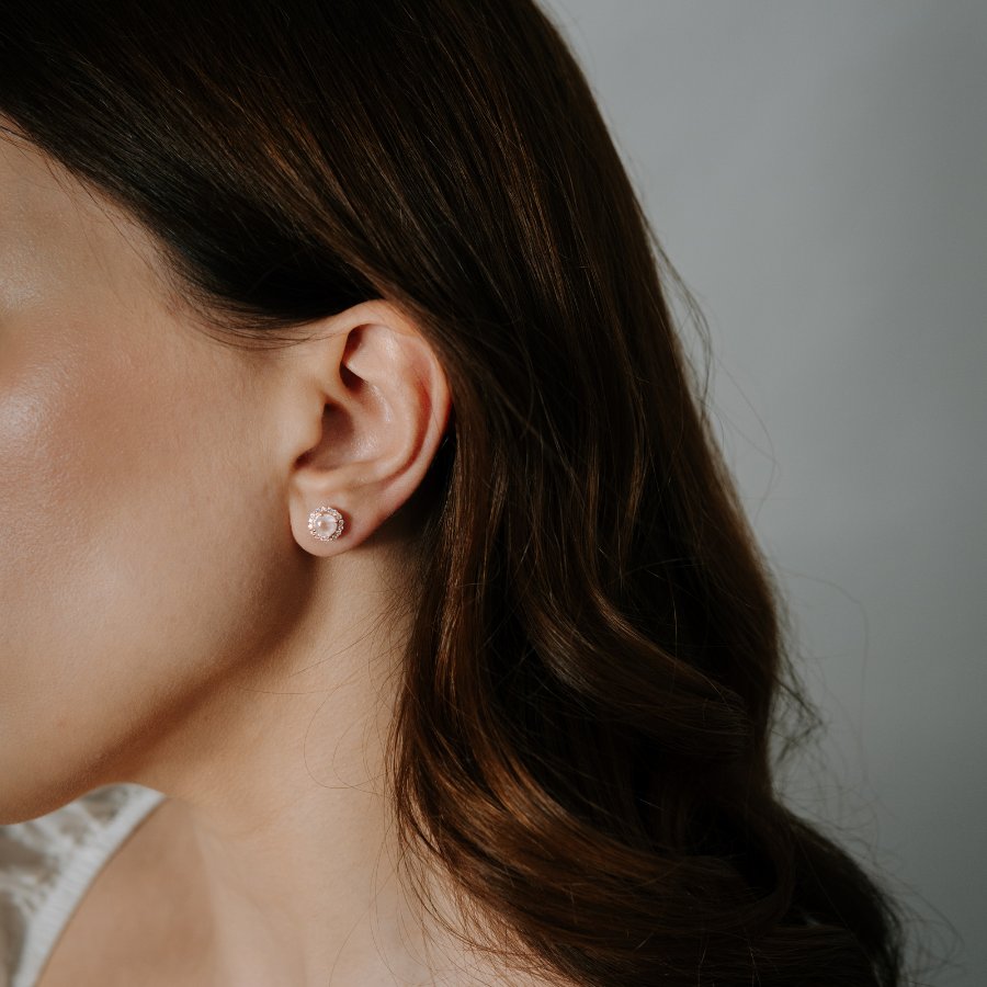 Keira Rose gold silver earrings - Moonstone