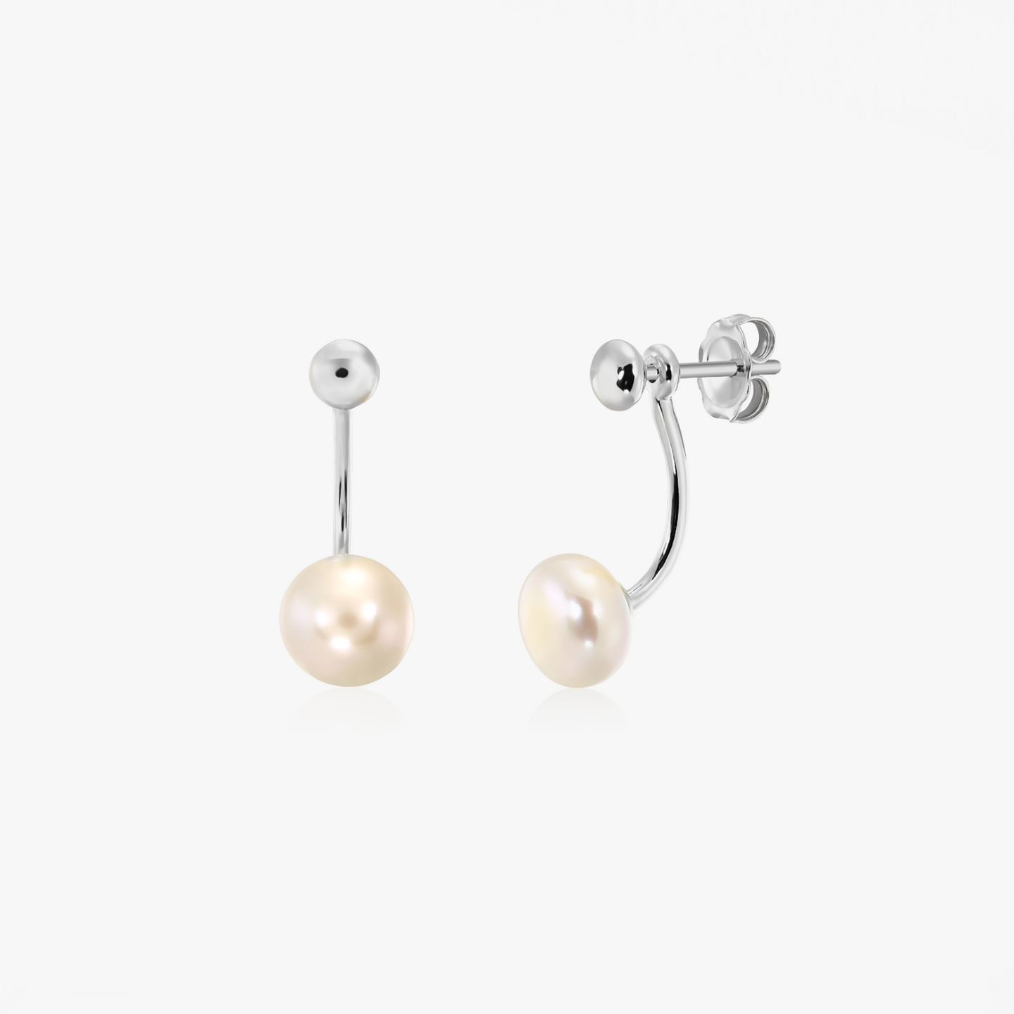 Silver Pearl Jacket Earrings - Natural Pearls - Indira
