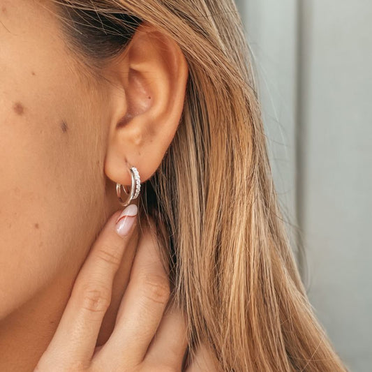 Siamese Silver Earrings - Zirconia - Indira