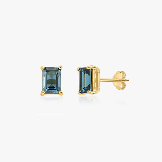 Valentina Yellow Gold-Plated 925 Sterling Silver Earrings - Blue Sky Topaz
