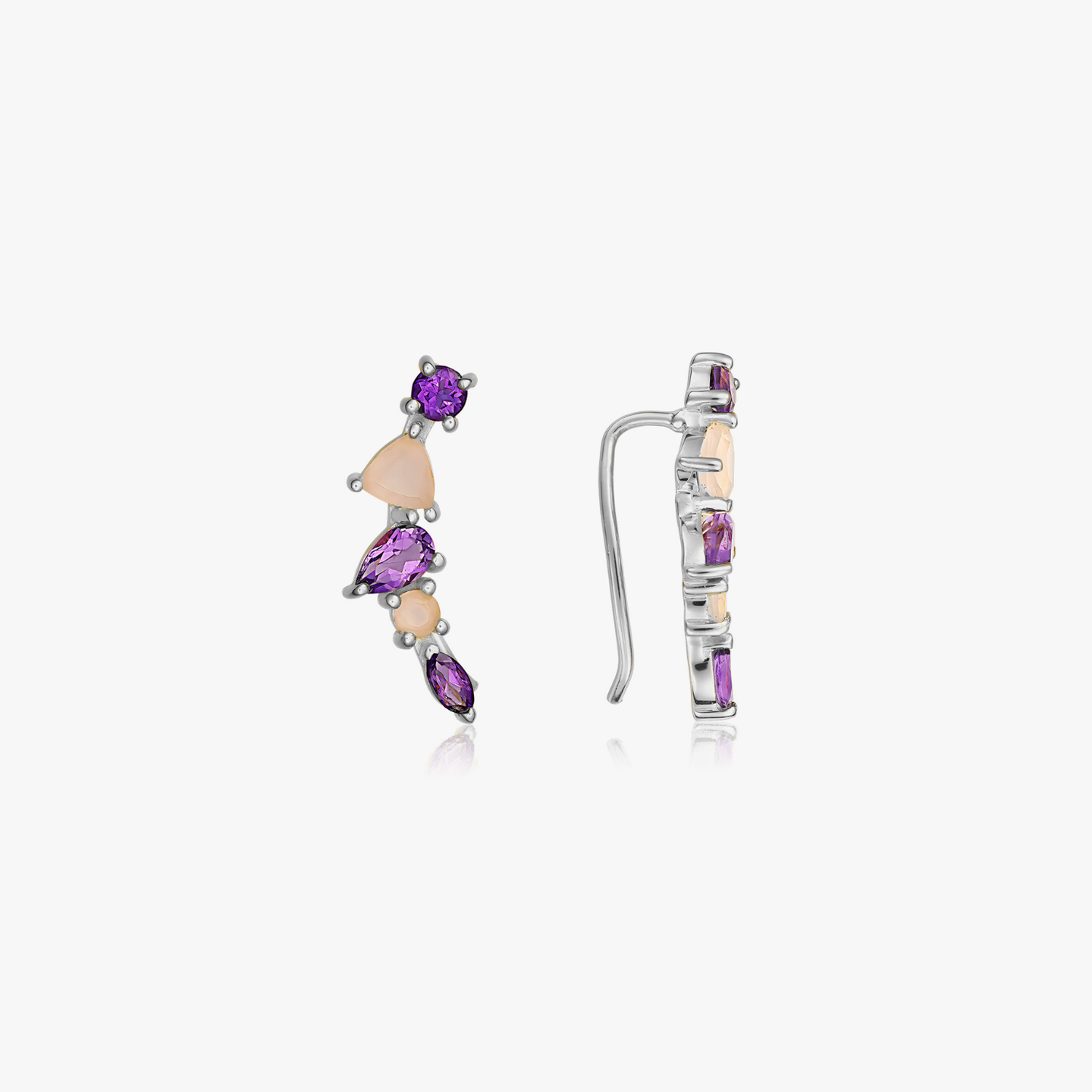 Valery Silver Earrings - Amethyst, Chalcedony - Indira