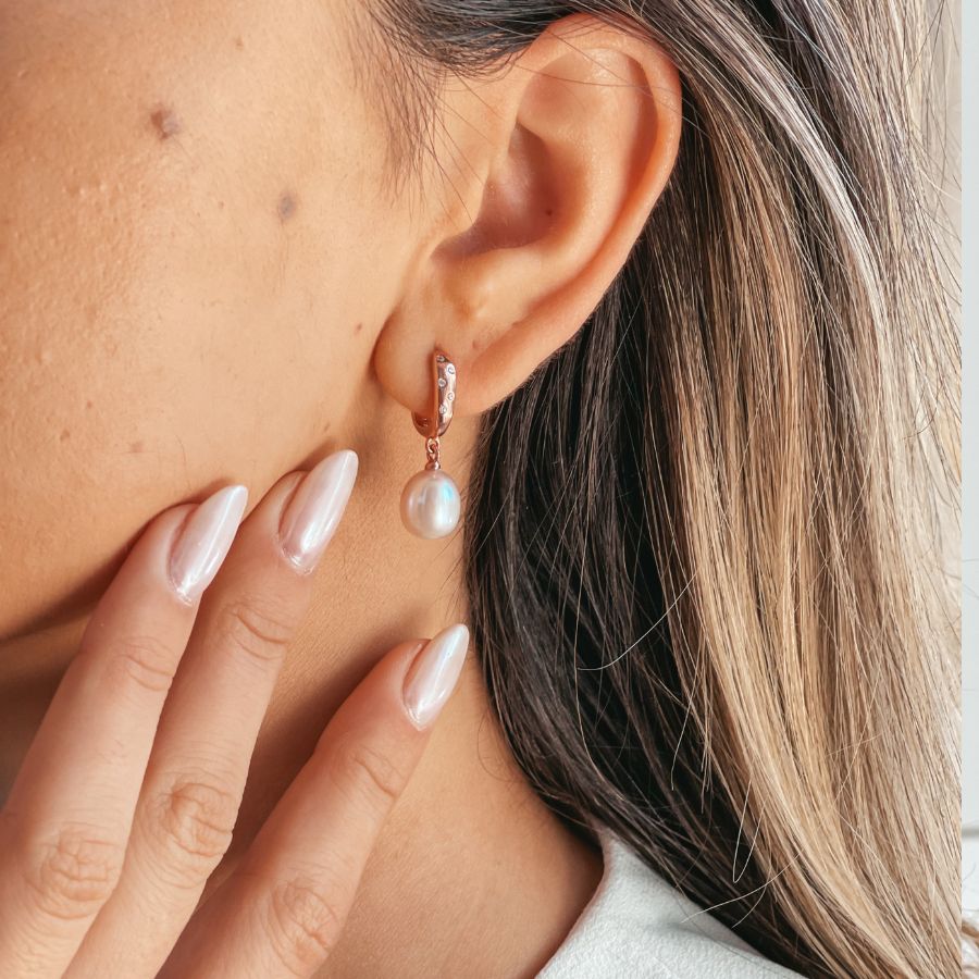 Silver earrings Classic Pearls Rose - Natural Pearls