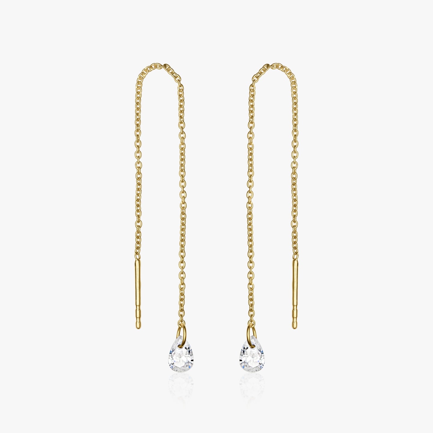 Golden Solitaire Silver Earrings - Zirconia - Indira
