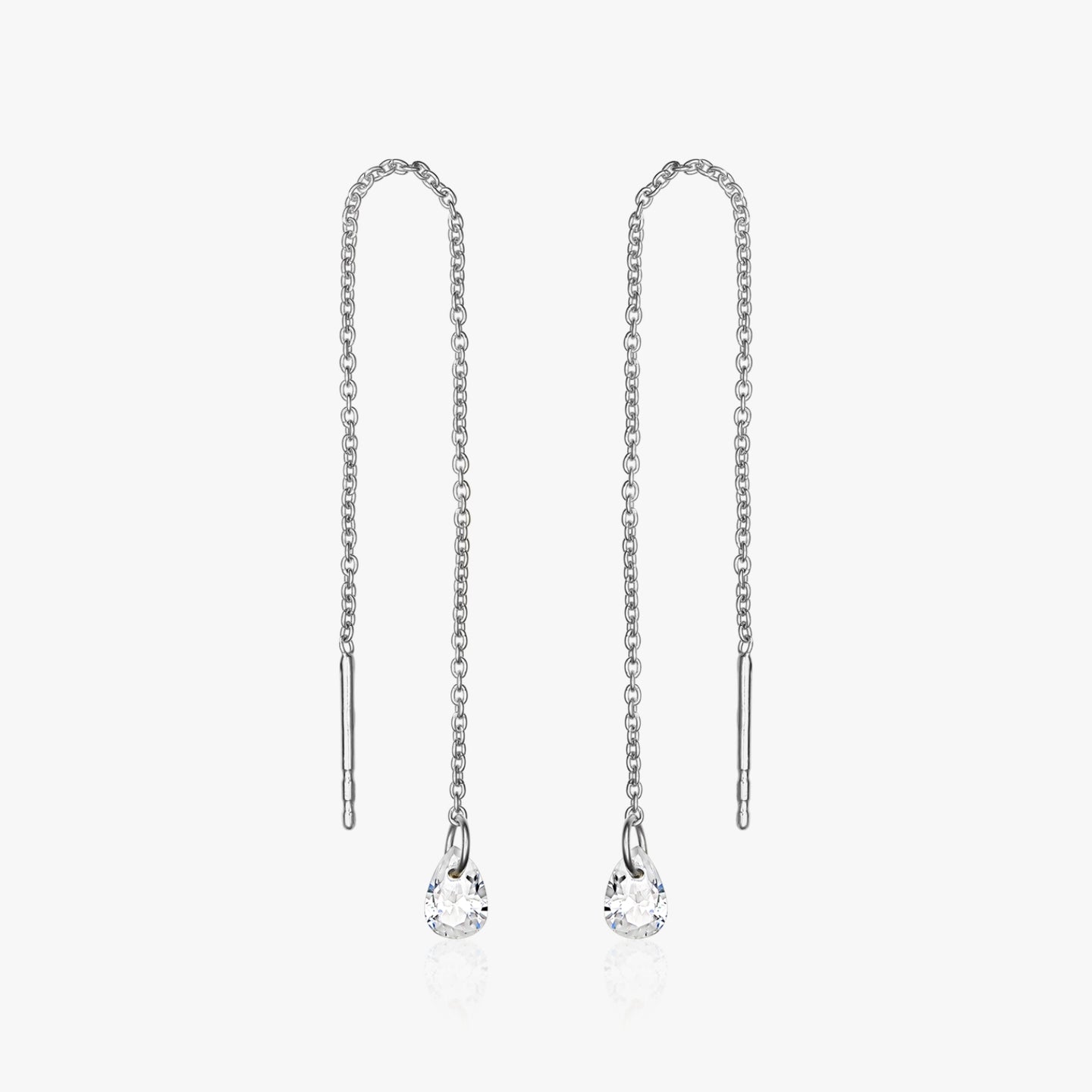 Solitaire Silver Earrings - Zirconia - Indira