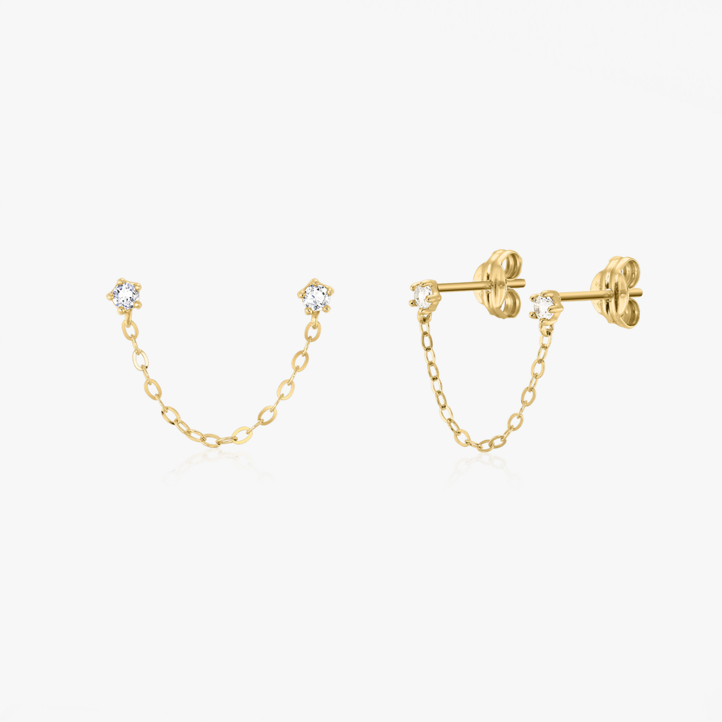 Chained Stones Gold Earrings - Indira