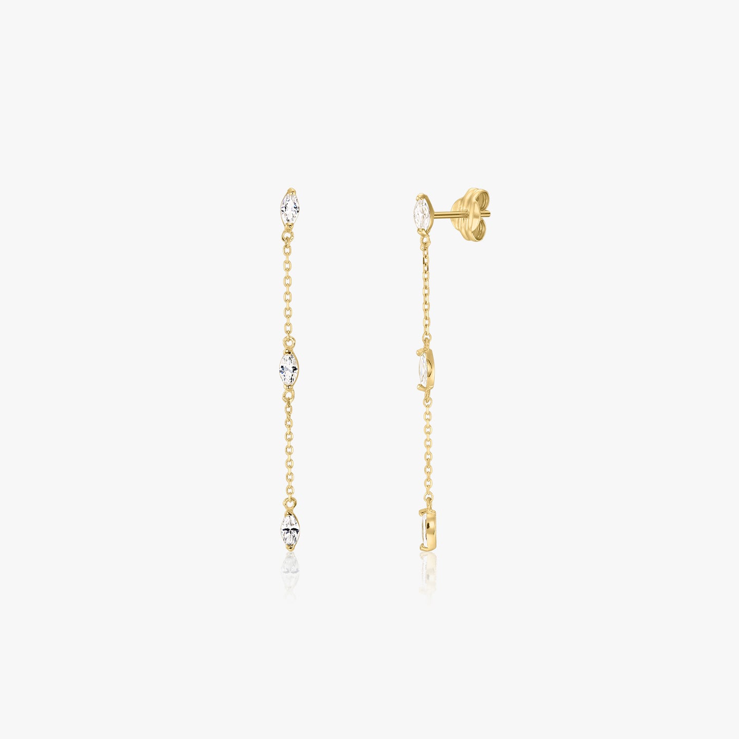 Crystal Drops Gold Earrings - Zirconia - Indira